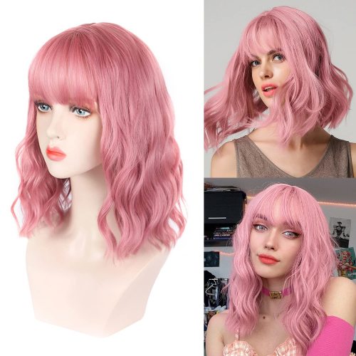 Short roll wig, synthetic wig, headband with water ripples
