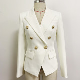 Women's metal lion head buckle double breasted suit jacket