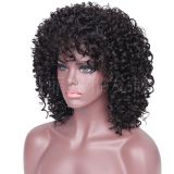 Black short curly hair fluffy small curly hair synthetic wig cover