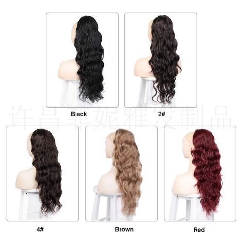 Wig elastic mesh ponytail synthetic fluffy curly hair
