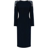 Heavy industry nail bead studded diamond long sleeved mid length dress