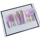 Purple furry ball dot drill nail art sheet