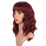 Short roll wig, synthetic wig, headband with water ripples