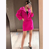 Three dimensional flower decoration short suit jacket short skirt