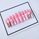 Bright pink three-dimensional grid line 45mm long cat three-dimensional handmade armor