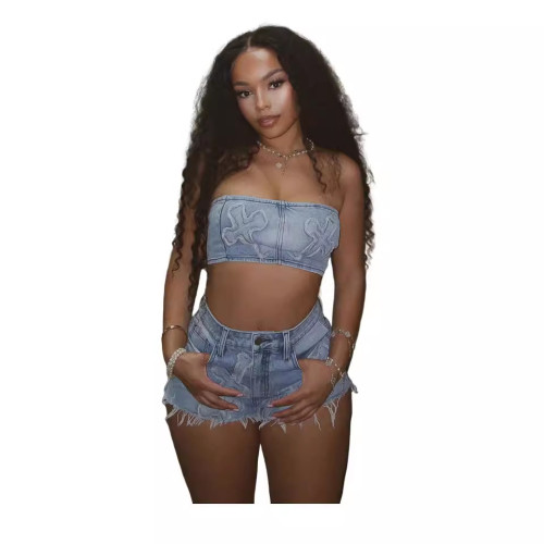 New embroidered strapless pants set MZ88584