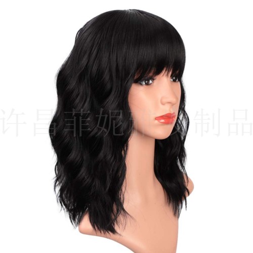 Short roll wig, synthetic wig, headband with water ripples