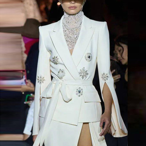 Nail studded diamond belt suit jacket jacket