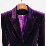 Professional fashion one button gold velvet suit jacket+flared pants set two-piece set