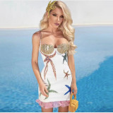 Fashionable mushroom edge heavy industry nail bead sexy suspender dress