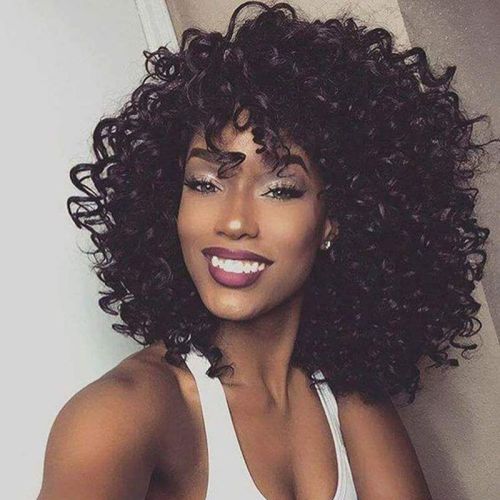 Black short curly hair fluffy small curly hair synthetic wig cover