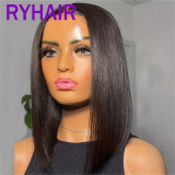 4x4 Glueless Straight Bob Human Hair Wig real hair