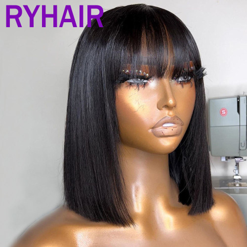 3x1 Straight Bangs BOB Wig Human Hair
