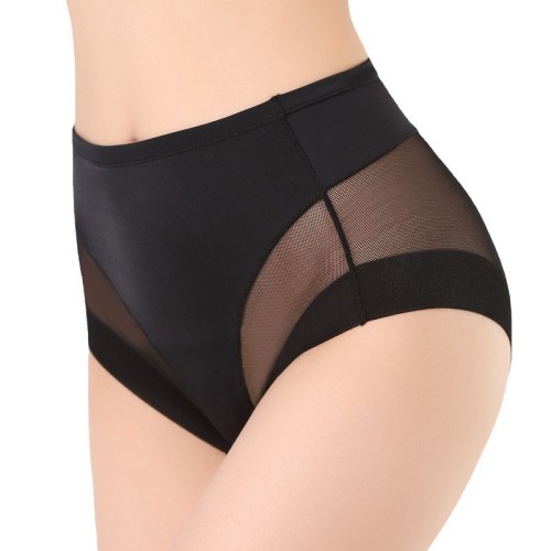 Medium waist women's triangle pants with transparent mesh waistband and abdominal cinching underwear in large size