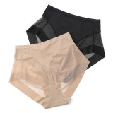Medium waist women's triangle pants with transparent mesh waistband and abdominal cinching underwear in large size