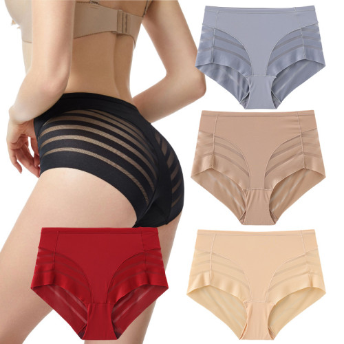 Mid waist women's triangle pants with striped mesh, high elasticity and comfort