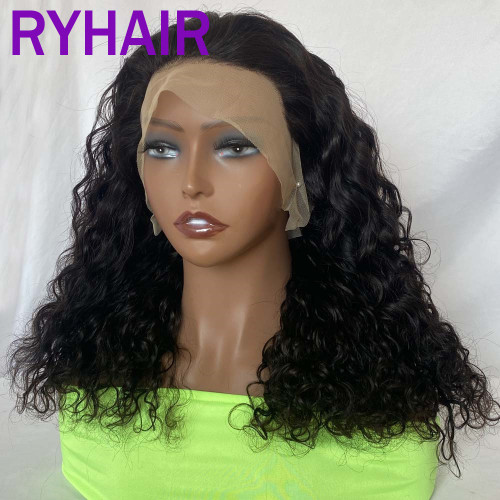 Double Drawn Water Curly Human Hair Full Frontal Wig