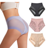 Medium waist women's triangle pants with transparent mesh waistband and abdominal cinching underwear in large size