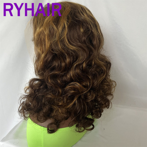 Double Drawn Full Frontal Human Hair Wig Spring Curly