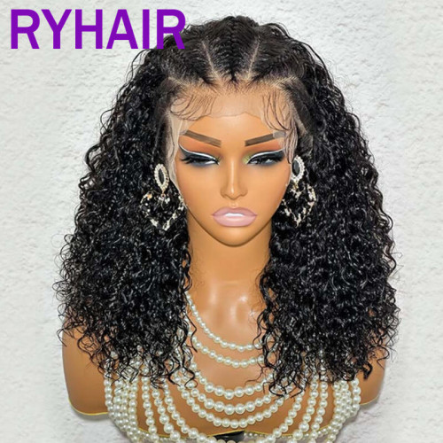 Braid Curly Human Hair Short Lace Frontal Wig real hair