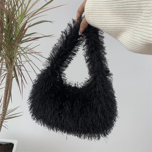 Plush candy colored cotton candy hand-held small square bag
