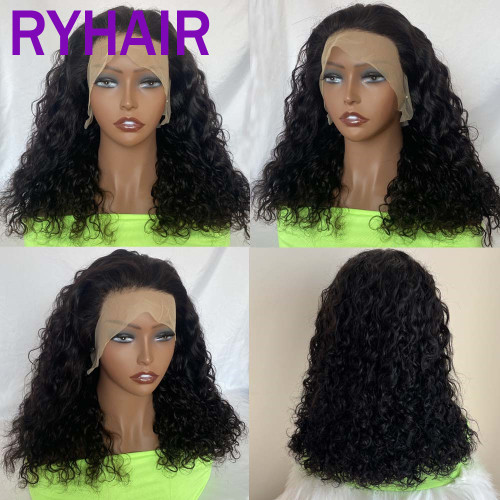 Double Drawn Water Curly Human Hair Full Frontal Wig