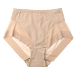 Medium waist women's triangle pants with transparent mesh waistband and abdominal cinching underwear in large size