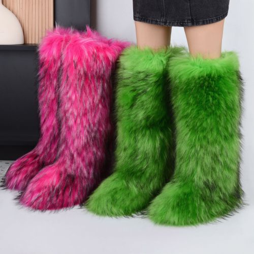 Long knee high plush snow boots