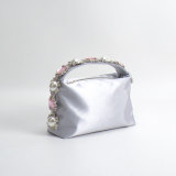 Handbag with diamonds, pearls, satin for dinner, handbag for women
