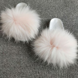 Real raccoon fur grass slippers