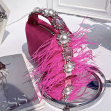 Handbag with diamonds, pearls, satin for dinner, handbag for women