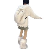 Fur backpack versatile travel plush backpack