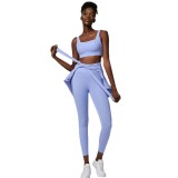 Naked yoga suit three piece set plus size fitness suit set