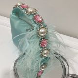 Handbag with diamonds, pearls, satin for dinner, handbag for women