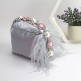 Handbag with diamonds, pearls, satin for dinner, handbag for women