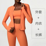 Naked yoga suit three piece set plus size fitness suit set