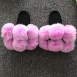 Fox fur ball slippers, real fur, straight drag, fur fur slippers, PVC