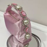 Handbag with diamonds, pearls, satin for dinner, handbag for women