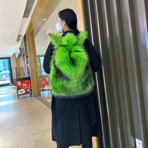 Fur backpack versatile travel plush backpack
