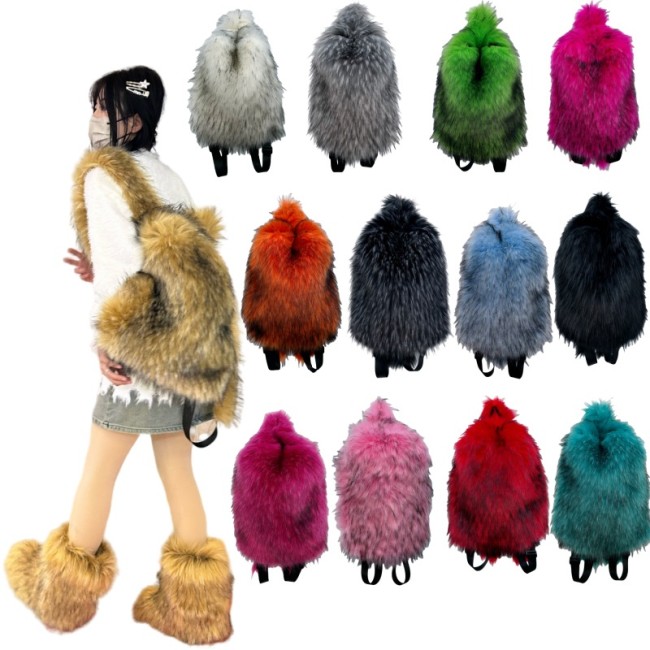 Fur backpack versatile travel plush backpack