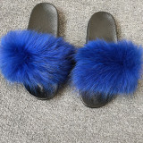 Real raccoon fur grass slippers