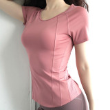 Yoga suit quick drying sports short sleeved T-shirt