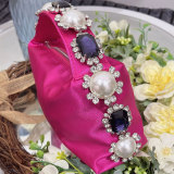 Handbag with diamonds, pearls, satin for dinner, handbag for women