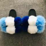 Fox fur ball slippers, real fur, straight drag, fur fur slippers, PVC