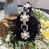 Handbag with diamonds, pearls, satin for dinner, handbag for women