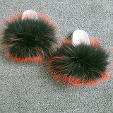 Real raccoon fur grass slippers