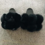Fox fur ball slippers, real fur, straight drag, fur fur slippers, PVC