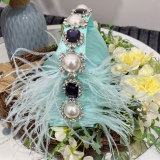 Handbag with diamonds, pearls, satin for dinner, handbag for women
