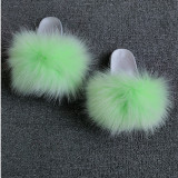 Real raccoon fur grass slippers