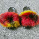 Real raccoon fur grass slippers